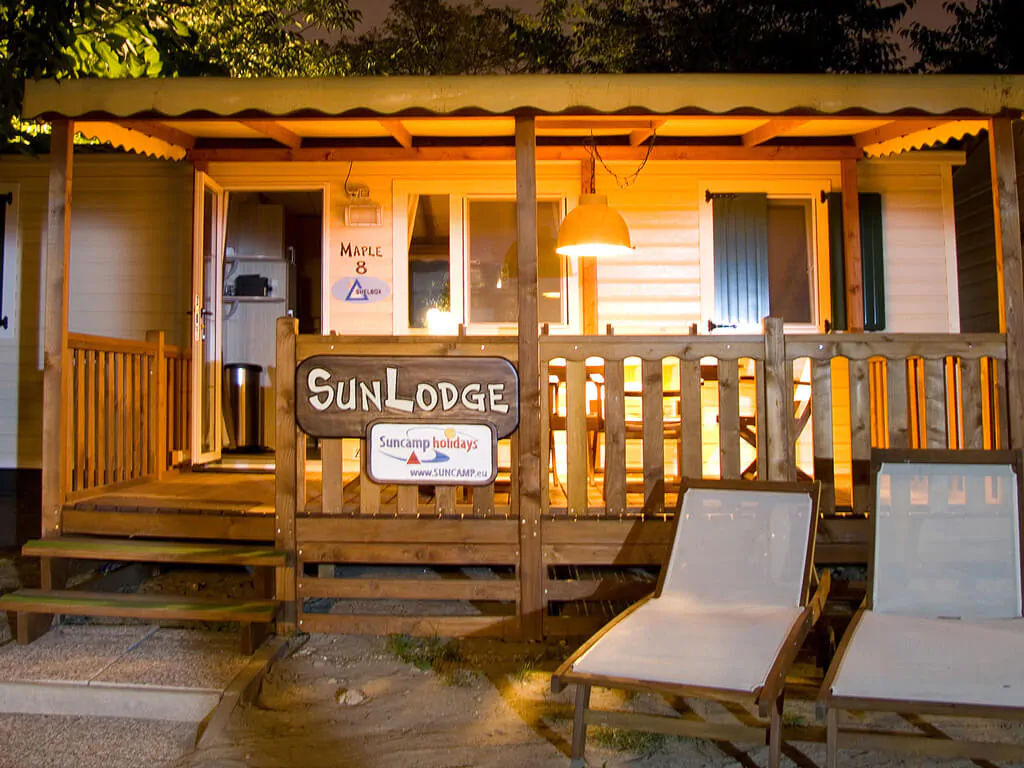 sunlodge-maple-mobile-home-exterior-terrace-night-time