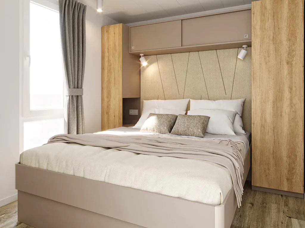 campsite-glavotok-mobile-home-deluxe-family-home-interior-bedroom-double-bed-2